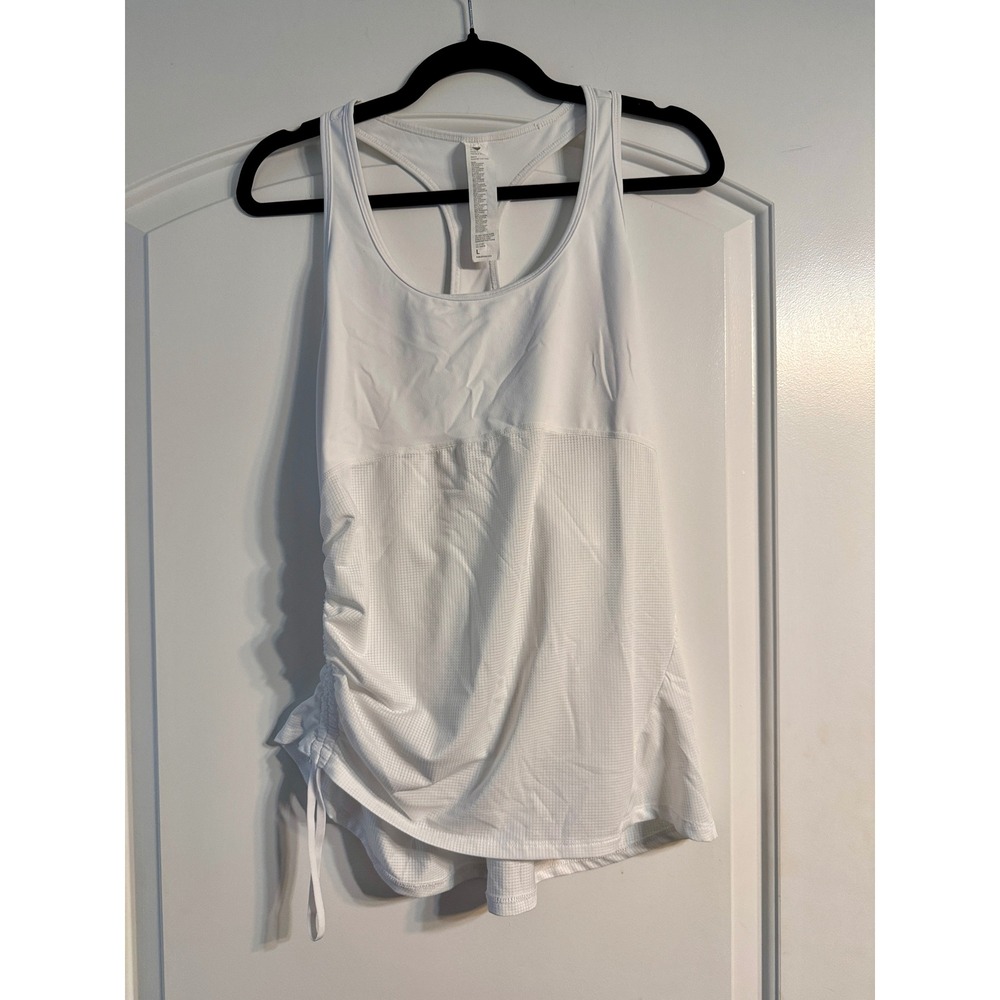 Fabletics Tank Top Large White Side Cinch Racerback Activewear Athleisure Yoga